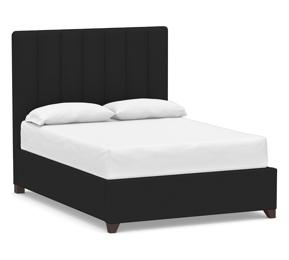 Kira Channel Tufted Upholstered Bed, Queen, Textured Basketweave Black - Image 0