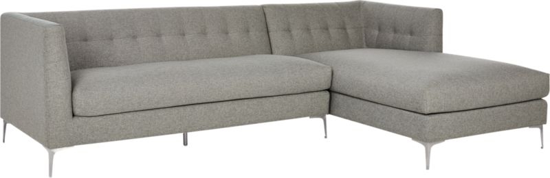 Holden 2-Piece Grey Tufted Sectional Loveseat - Image 2