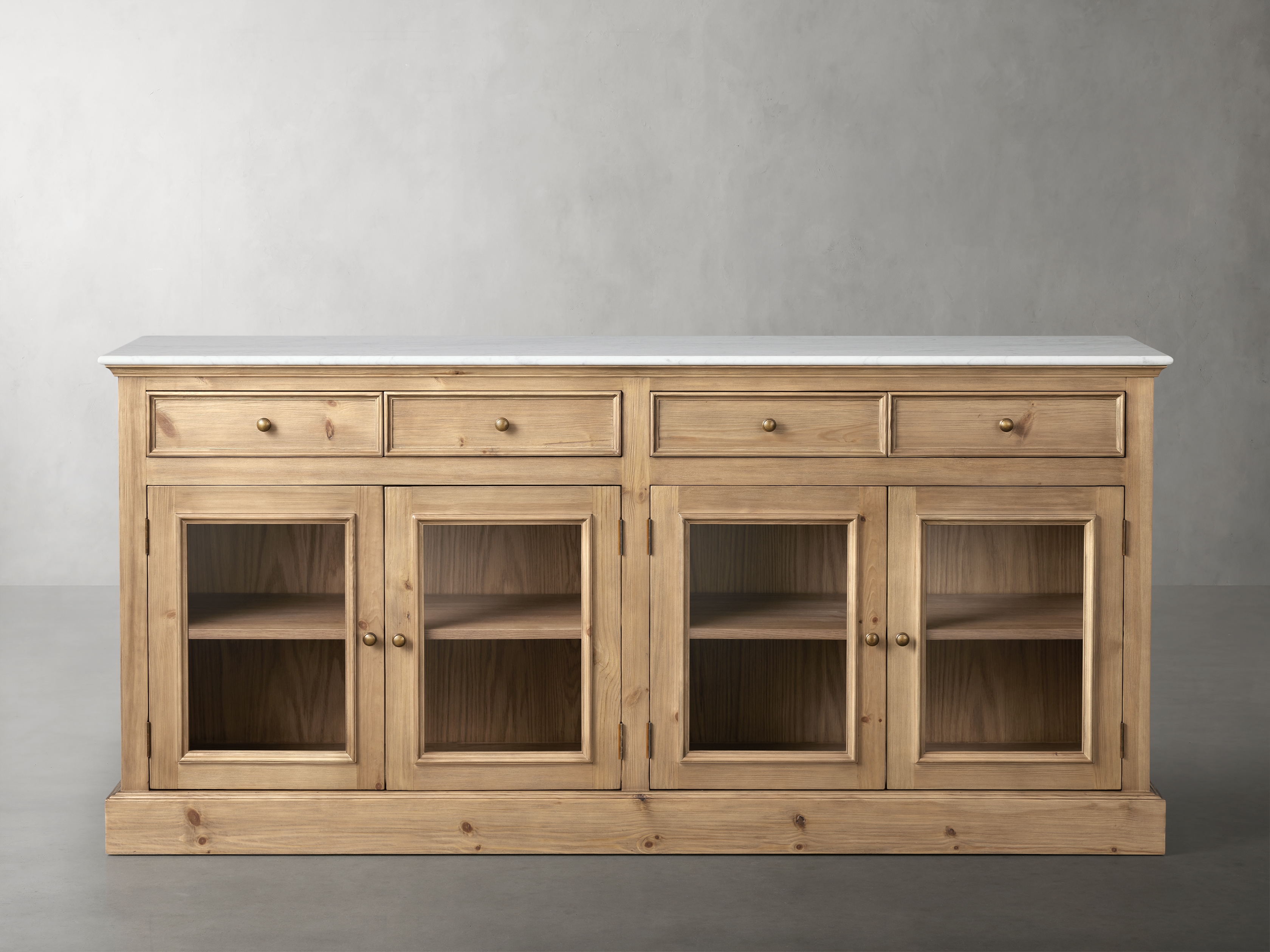 Kensington Glass Buffet in Stone White  Honey/Carrara - Image 0