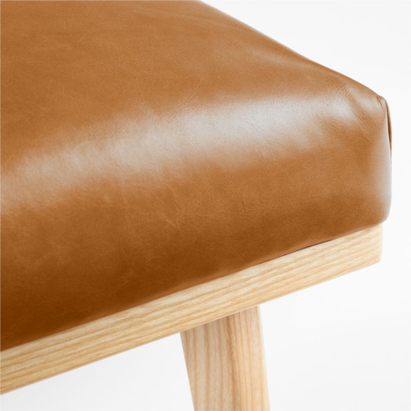 Cavett Ash Wood Leather Bench - Image 3