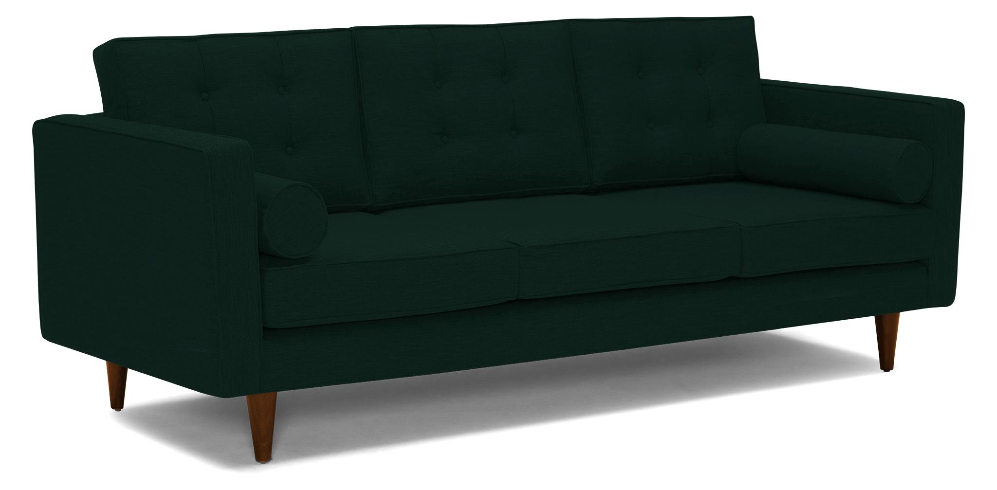 Green Braxton Mid Century Modern Sofa - Royale Evergreen - Mocha - Image 1