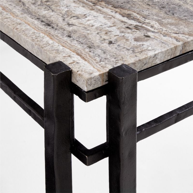 Serra Rectangular Silver Travertine Coffee Table - Image 3