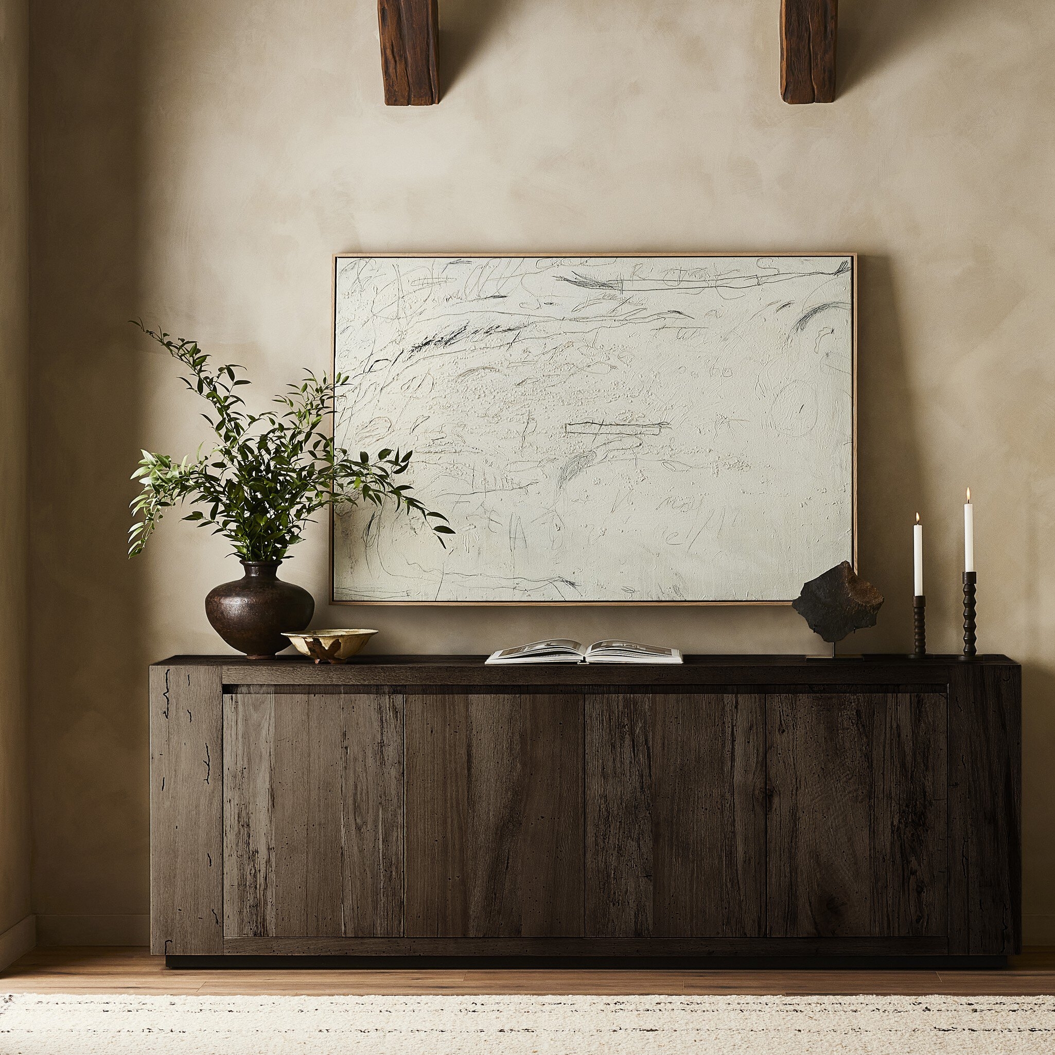 Abaso Sideboard - Ebony Rustic Wormwood Oak - Image 2