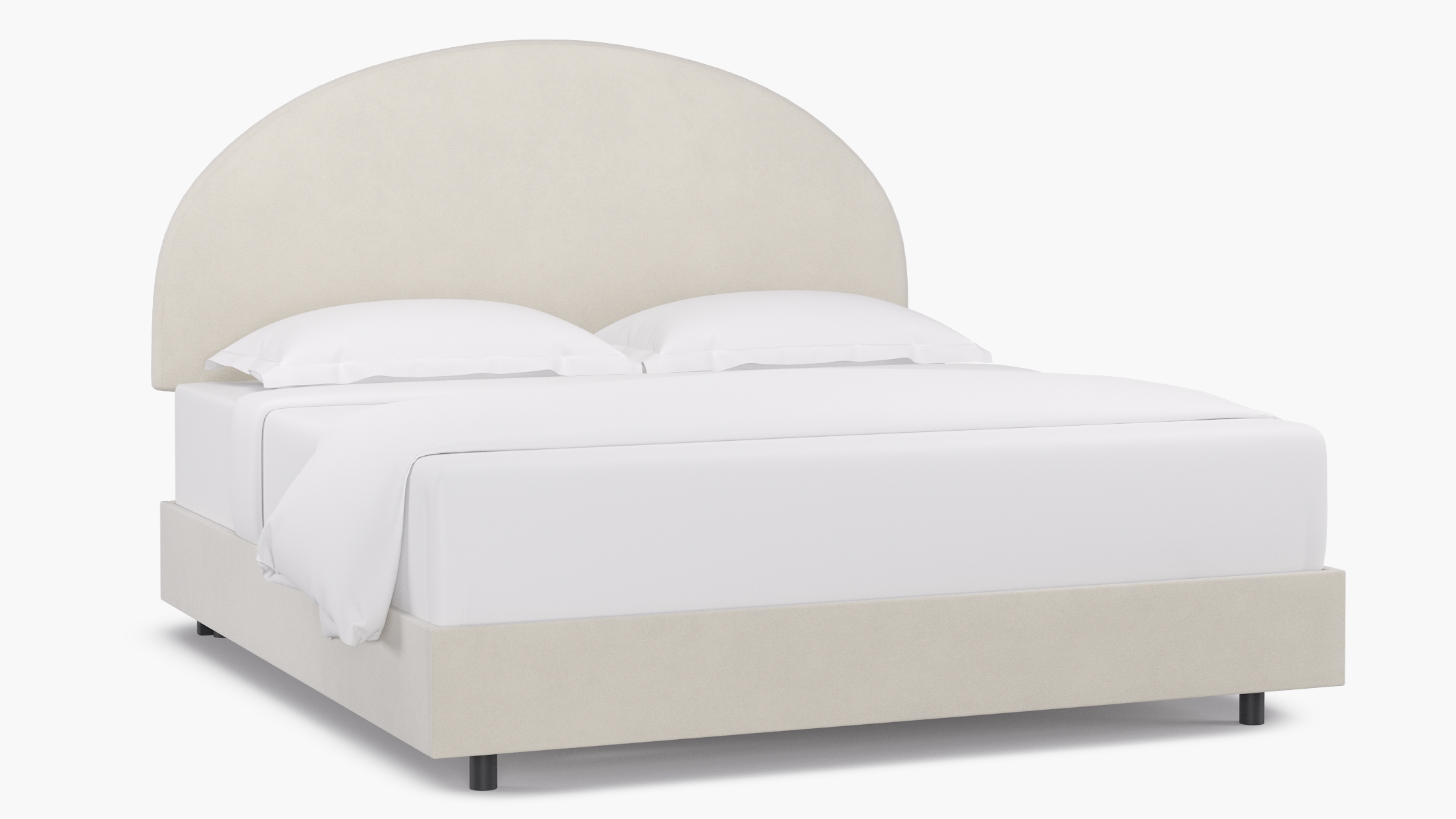 Arched Back Bed, White Classic Velvet, King - Image 1
