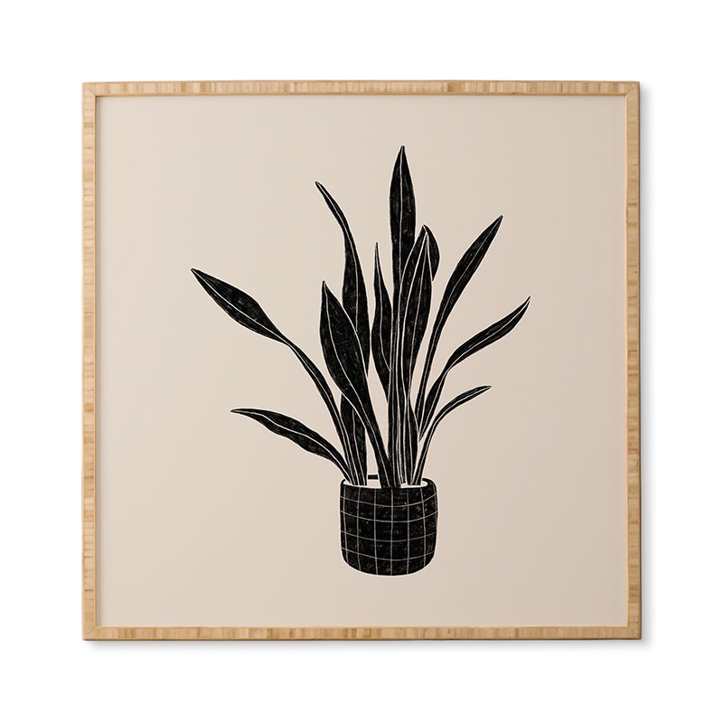 Black And White Snake Plant by Alisa Galitsyna - Framed Wall Art Basic Black 30" x 30" - Image 4