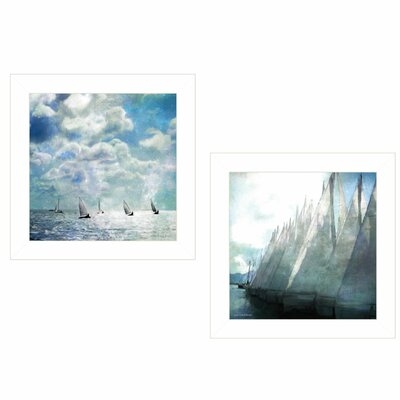 'Sailboat Marina' - 2 Piece Picture Frame Painting Print Set on Paper - Image 0