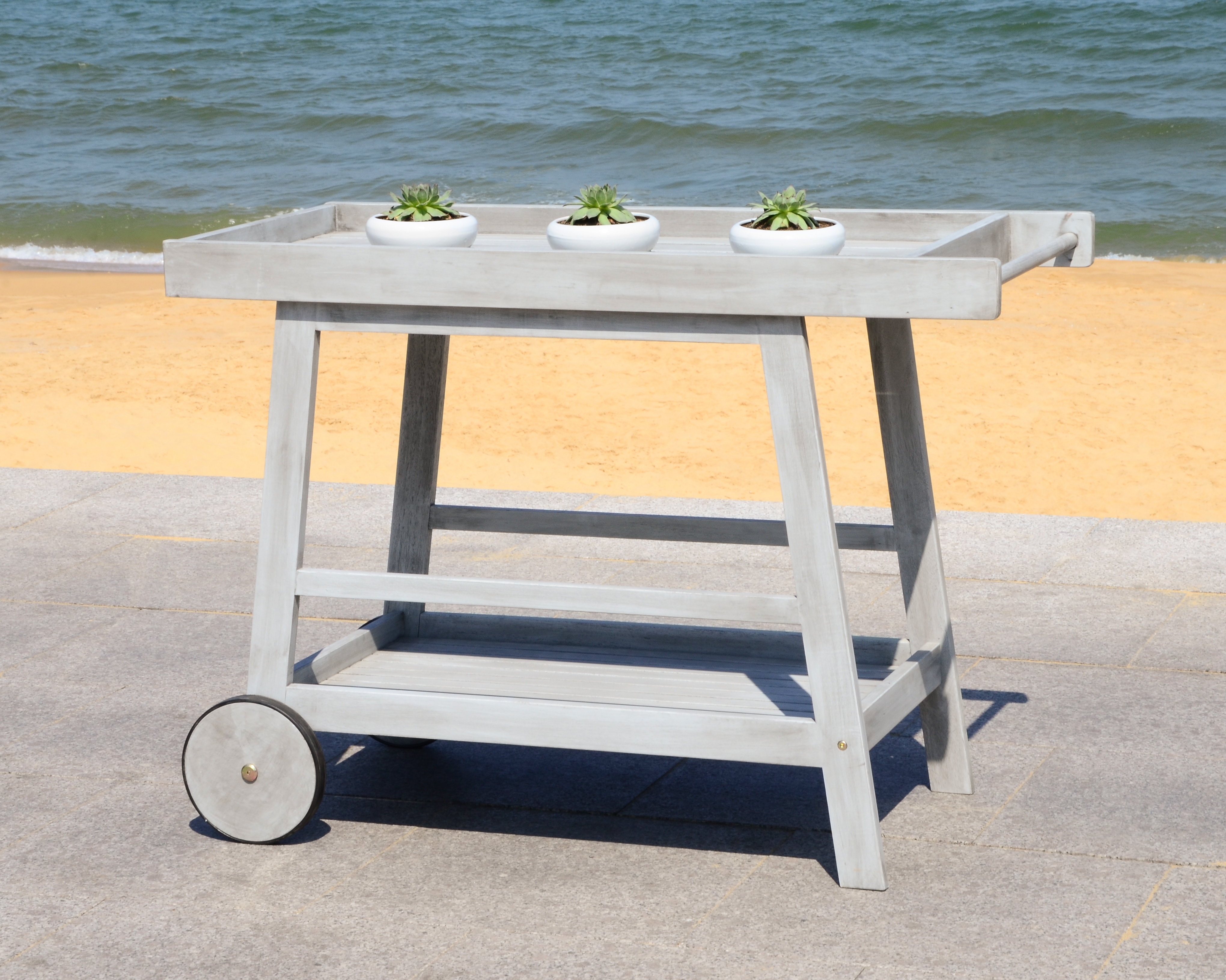 Renzo Indoor/Outdoor Bar Cart - Grey Wash - Safavieh - Image 6