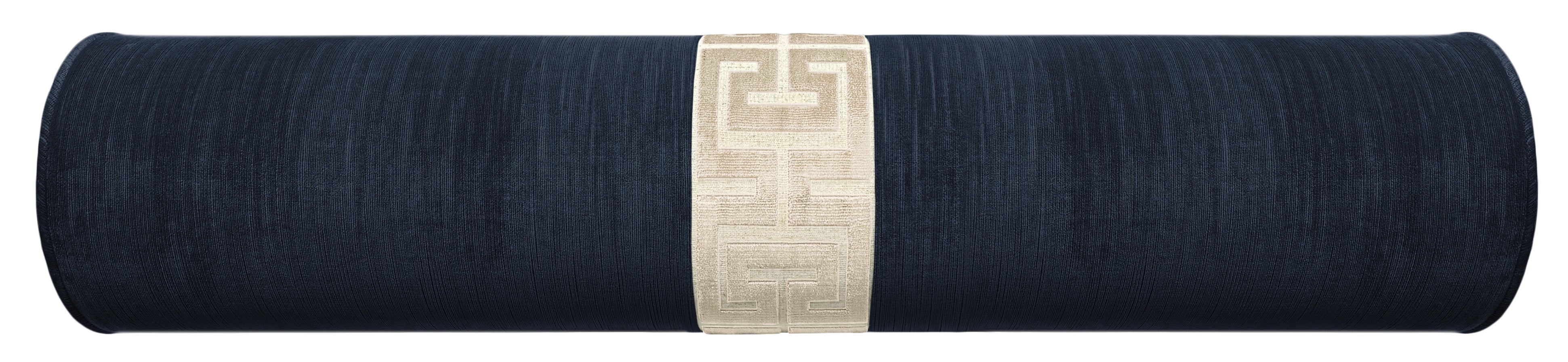 THE BOLSTER :: STRIE VELVET // NAVY BLUE + GREEK TRIM - Sample 4" X 4" / Cashmere / 1 pieces (Centered) - Image 0