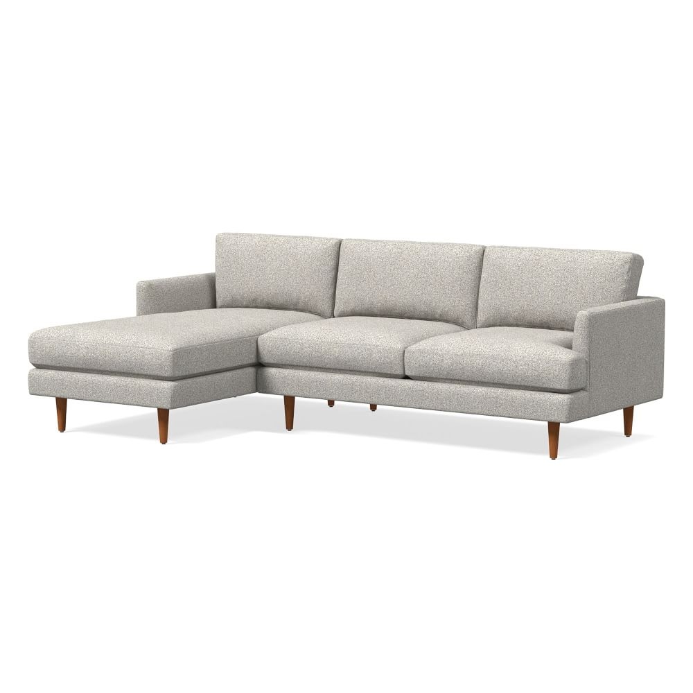 Haven Loft 99" Left 2-Piece Chaise Sectional, Chenille Tweed, Storm Gray, Pecan - Image 0