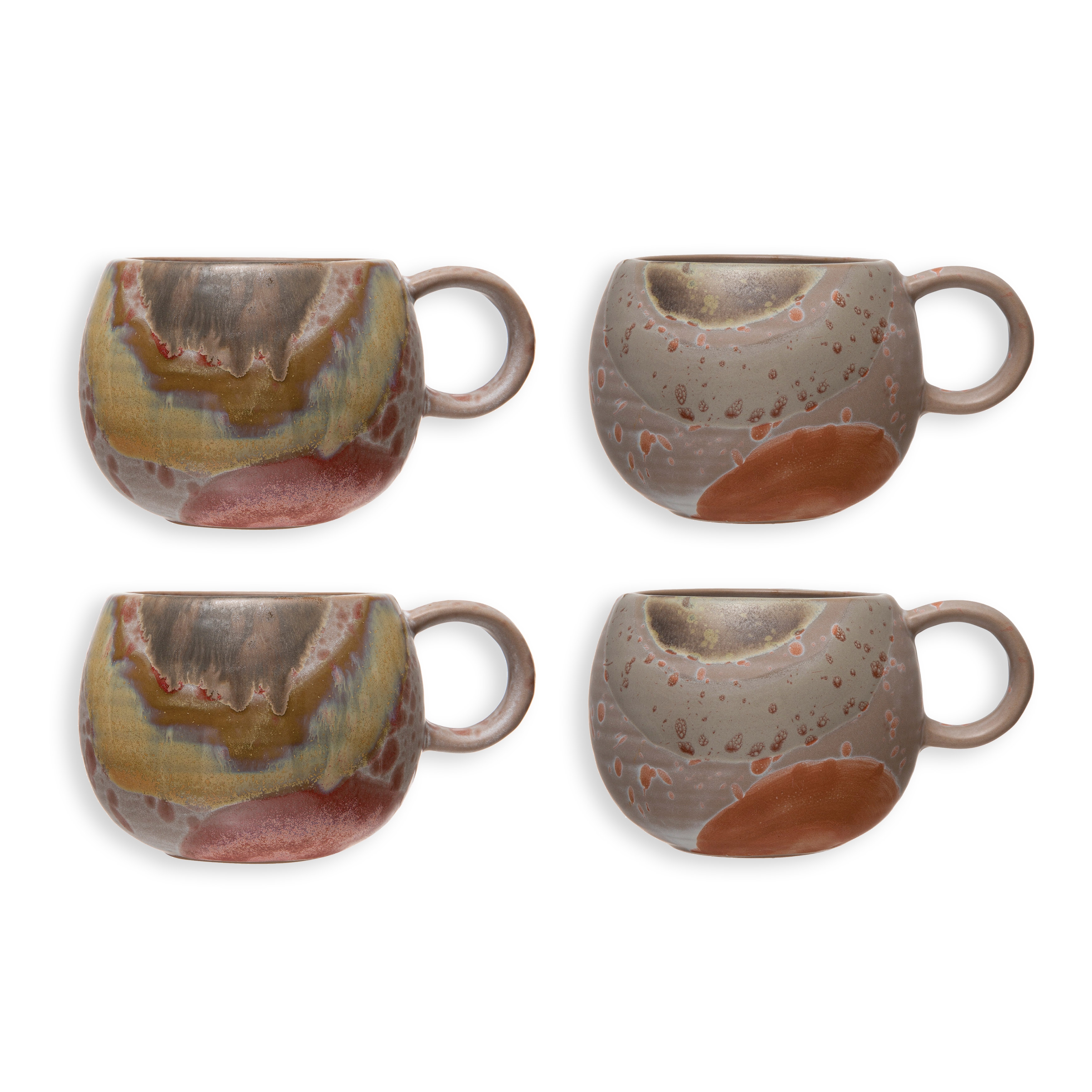 Stoneware Mugs with Reactive Glazed Finish, Set of 2 - Image 0