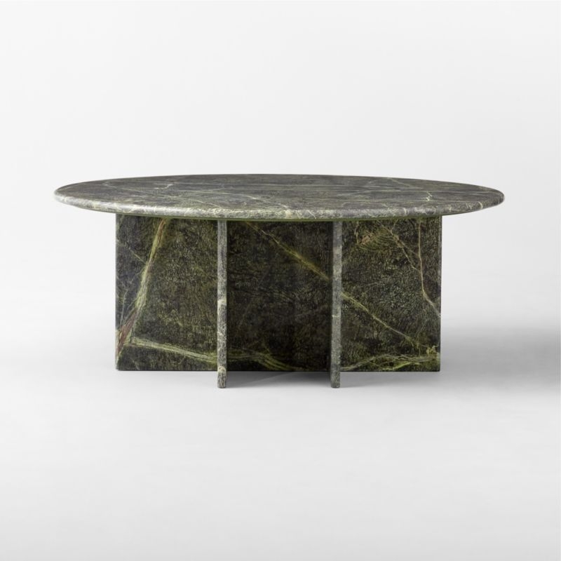 Pasar Round Green Marble Side Table - Image 1