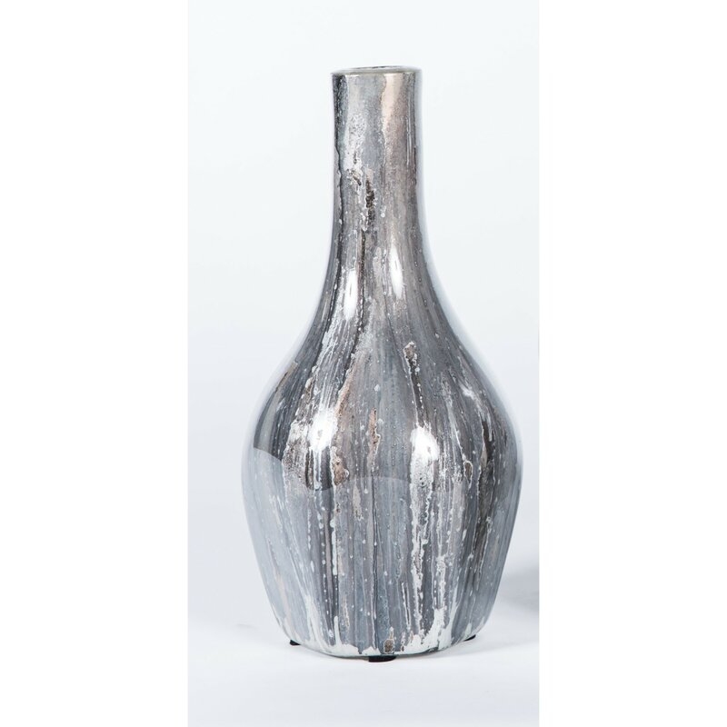 Prima Design Source Silver/Brown/Gray 18"" Glass Table Vase - Image 0