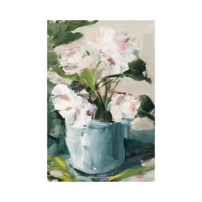 Peonies In Blue Vase by Jane Slivka - Wrapped Canvas Gallery-Wrapped Canvas Giclée - Image 0