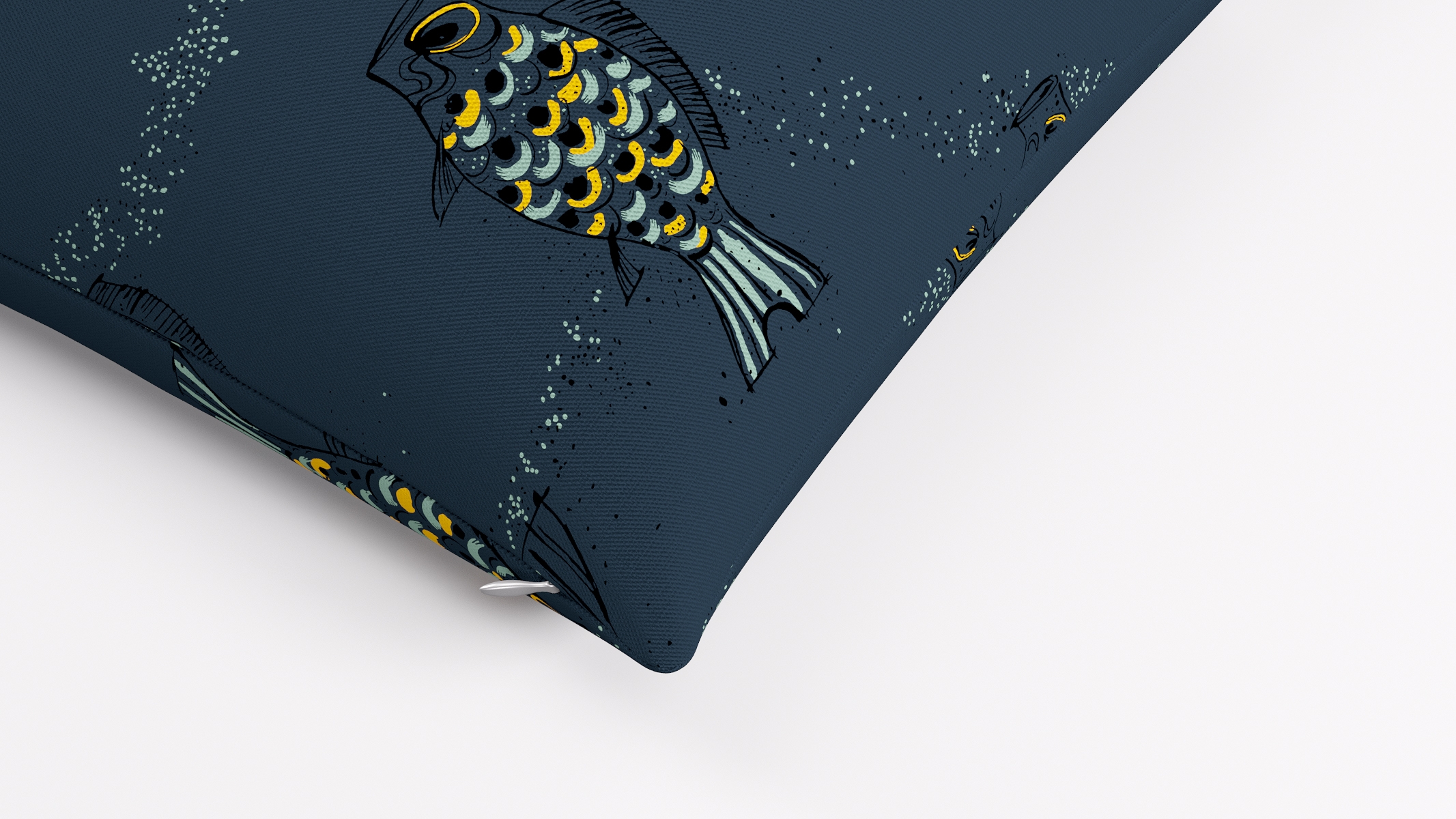 Outdoor 22" Throw Pillow, Indigo Sakana, 22" x 22" - Image 1