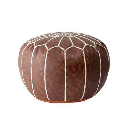 20'' Wide Faux Leather Round Pouf Ottoman - Image 2