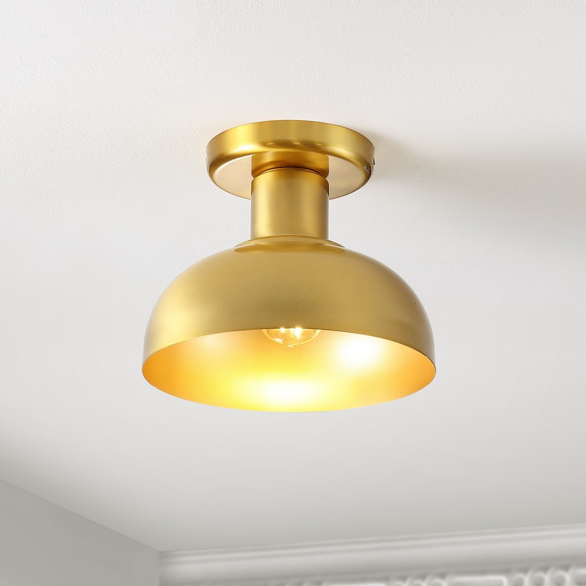 Helm 10" Flush Mount - Brass - Safavieh - Image 1