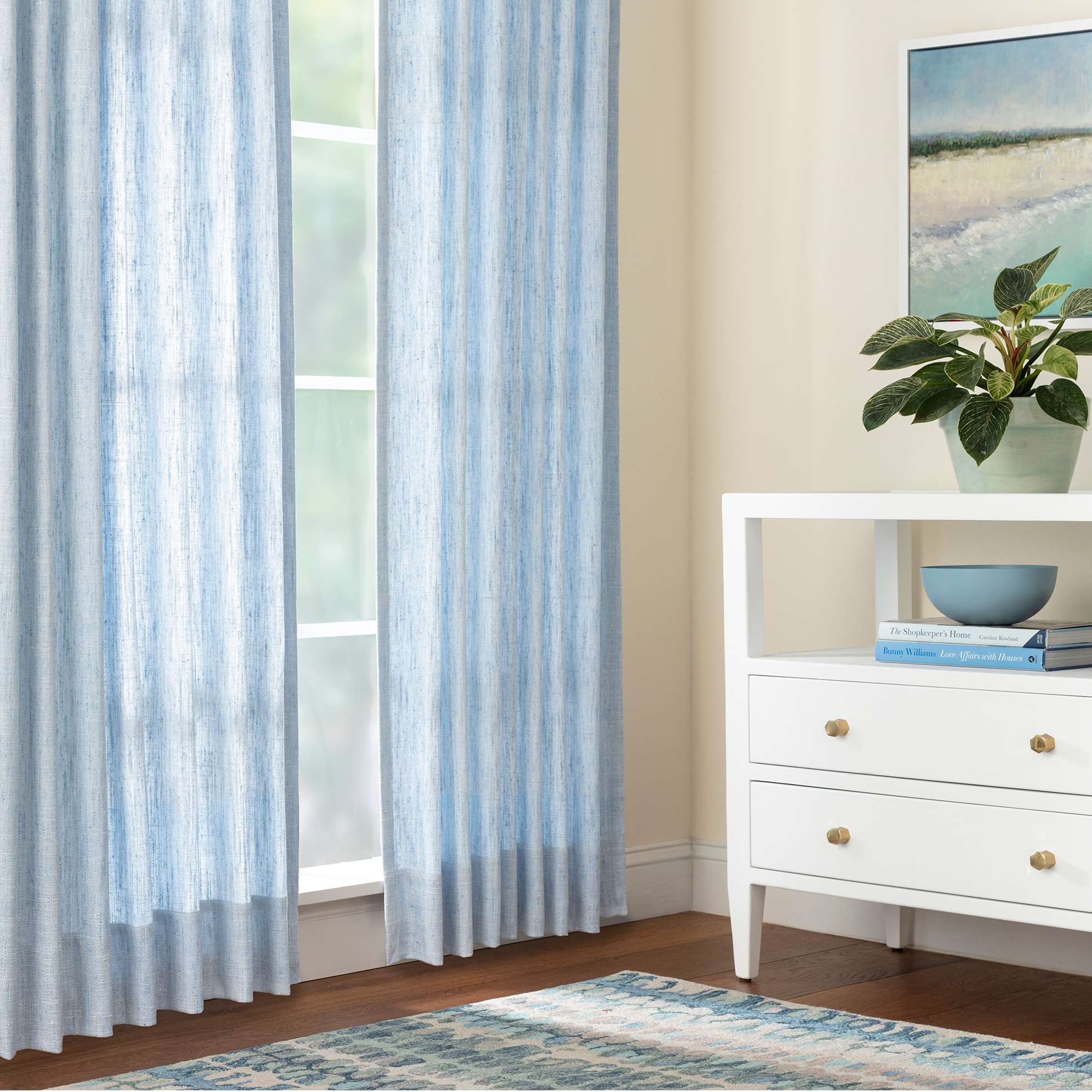 Paint Chip Blue Hand Micro Hooked Wool Rug - Image 2