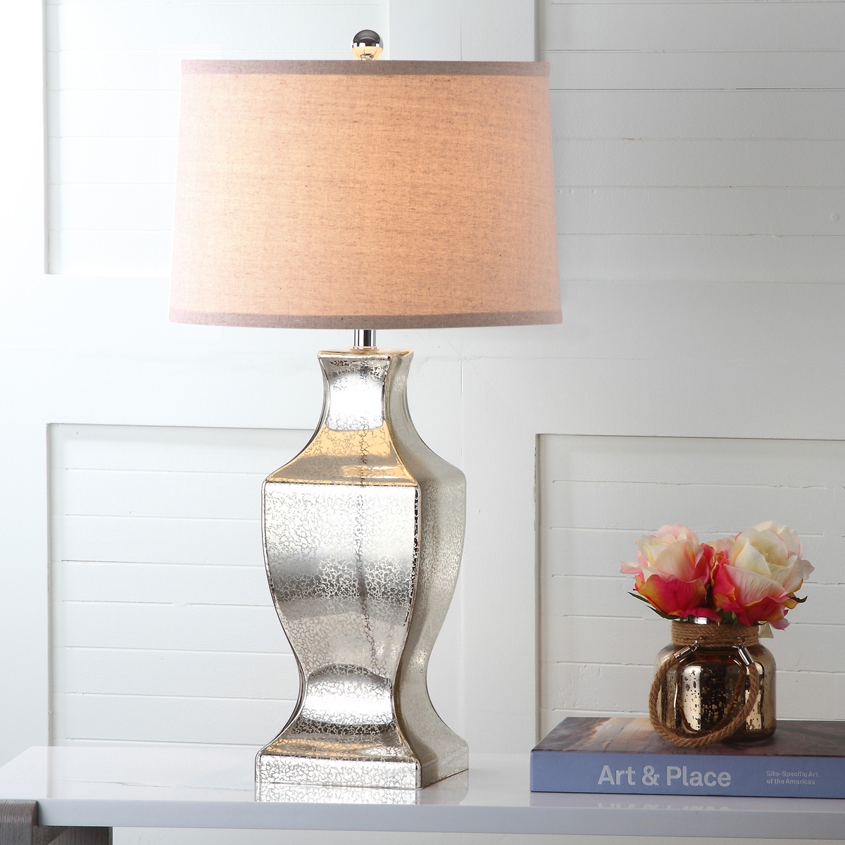 Glass 29-Inch H Bottom Table Lamp - Ivory/Silver - Safavieh - Image 5