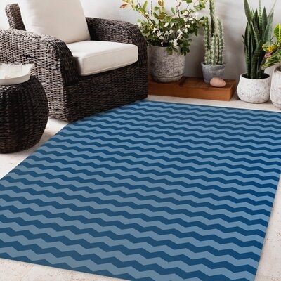 CHEV BLUE Outdoor Rug By Becky Bailey - Image 0