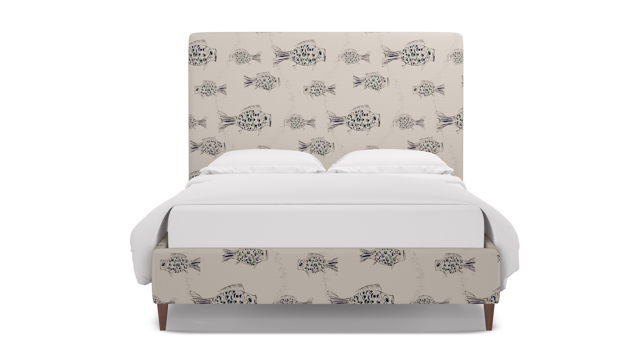 Classic Bed, Canvas Sakana, Walnut Square Tapered Leg, Twin - Image 0