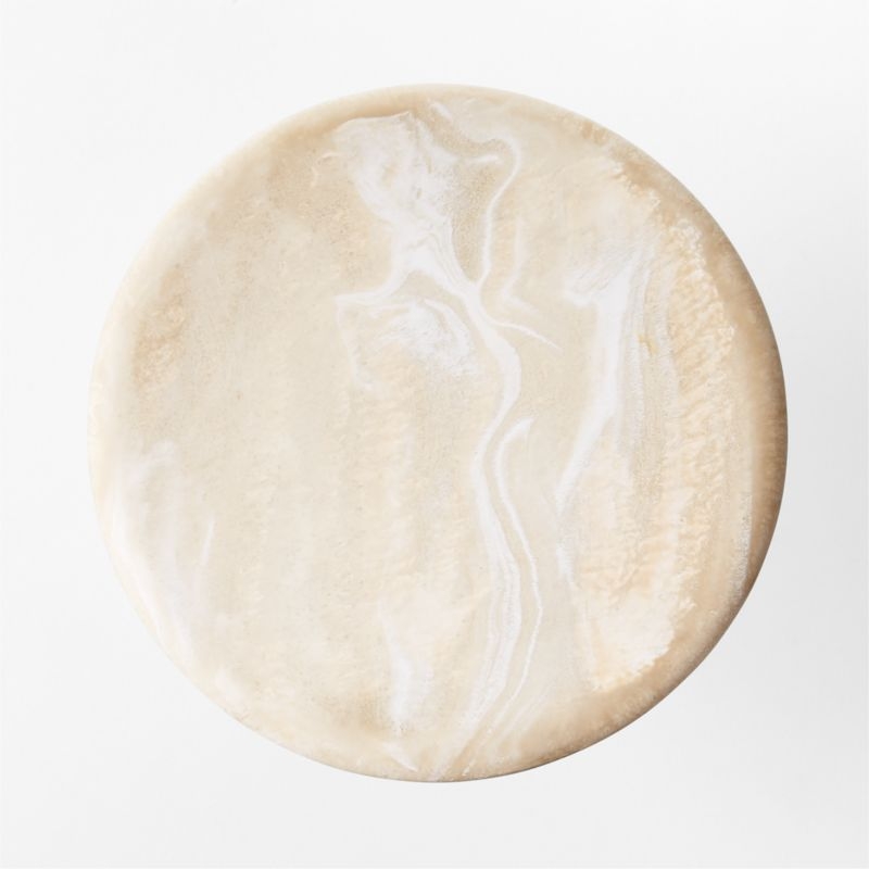 Espira Round Cream Marbled Resin Side Table - Image 4