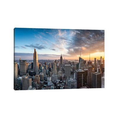 Dramatic Sunset Over The Manhattan Skyline, New York City, USA by Jan Becke - Gallery-Wrapped Canvas Giclée - Image 0