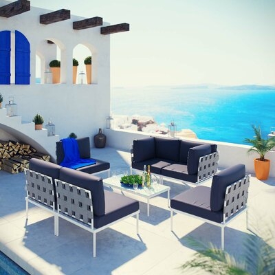 Harmony 7-piece Outdoor Patio Aluminum Sectional Sofa Set