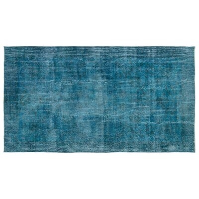 One-of-a-Kind Hand-Knotted 1960s Turkish Turquoise 4'9" x 8'6" Area Rug - Image 0
