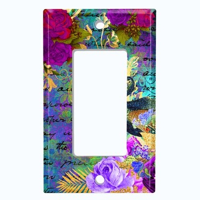 Metal Light Switch Plate Outlet Cover (Peacock Flower 2 - Single Rocker) - Image 0