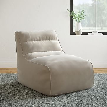 Levi Bean Bag Chair, Poly, Twill, Sand, Concealed Support - Image 1