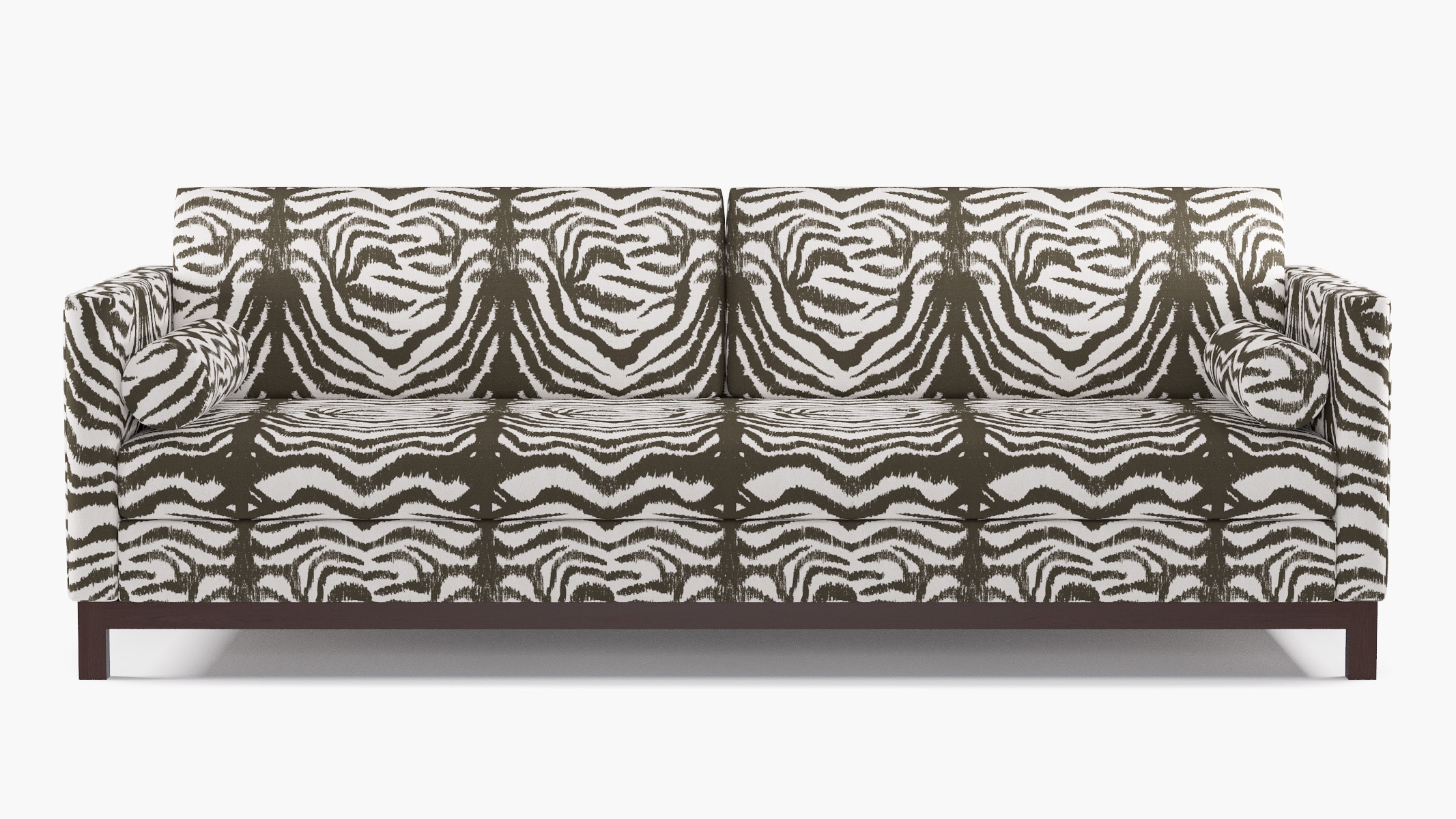 Tailored Tuxedo Sofa, Zebra, Espresso Wood Rail - Image 0