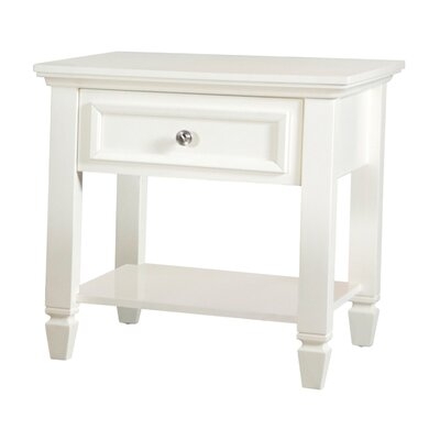 End Table With 1 Drawer And Tapered Feet, White - Image 0