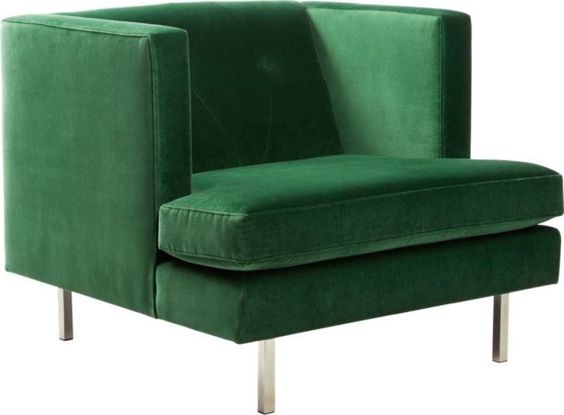 Avec Emerald Green Chair with Brushed Stainless Steel Legs - Image 2