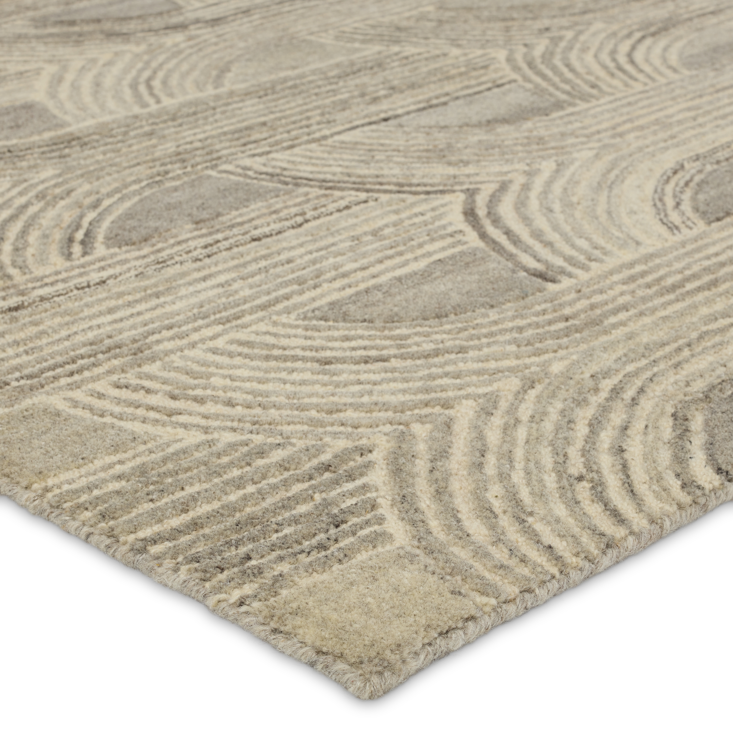 Verde Home By Manhattan PVH15 Handmade Geometric Taupe and Cream Area Rug (5'x8') - Image 1