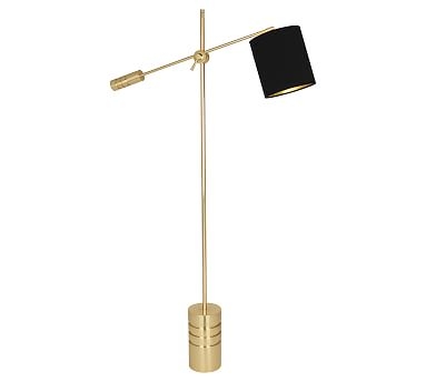 Burns Task Floor Lamp, Modern Brass with Black Shade - Image 0