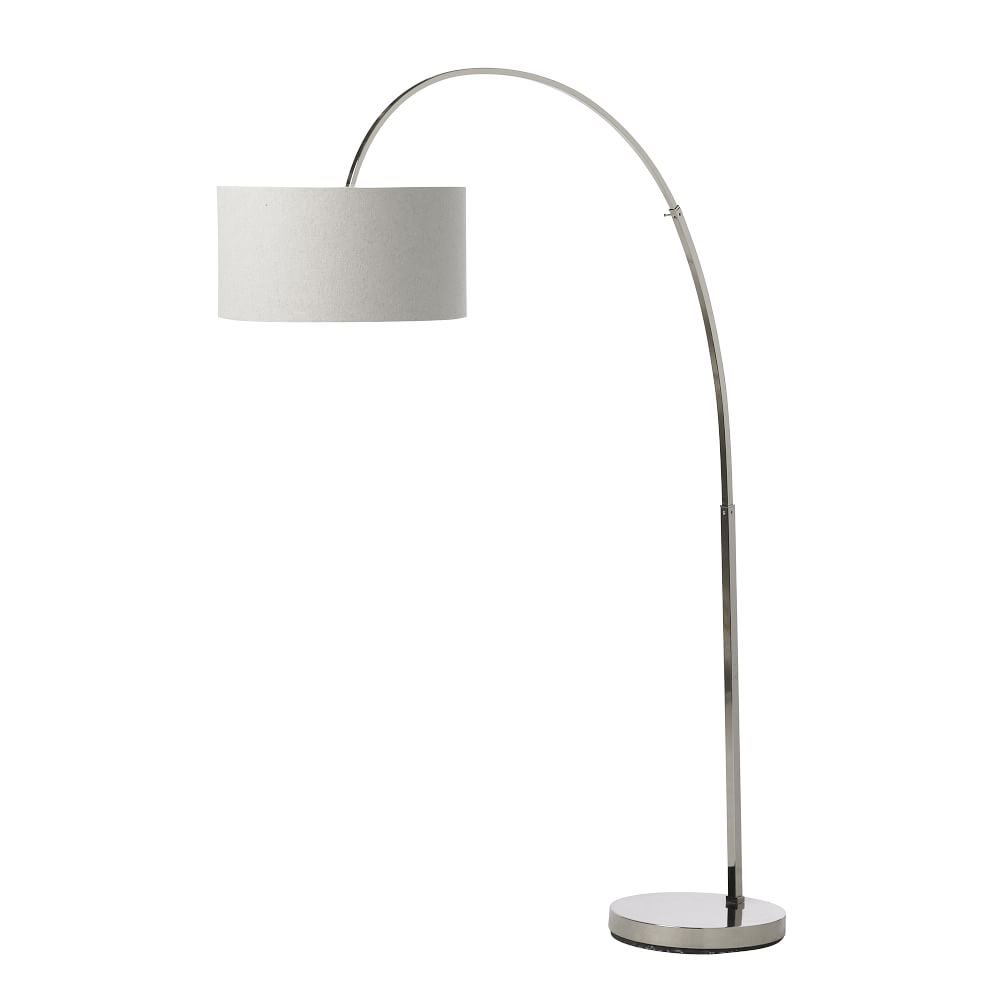 Overarching Floor Lamp, Polished Nickel & White - Image 0