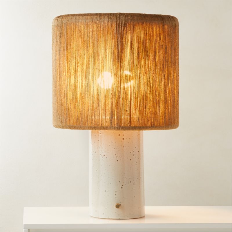 Ramble Tall White Ceramic Table Lamp with Jute Shade by Kravitz Design - Image 1