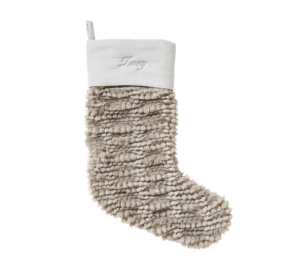 Honeycomb Faux Fur Stocking, Medium, Grey - Image 0