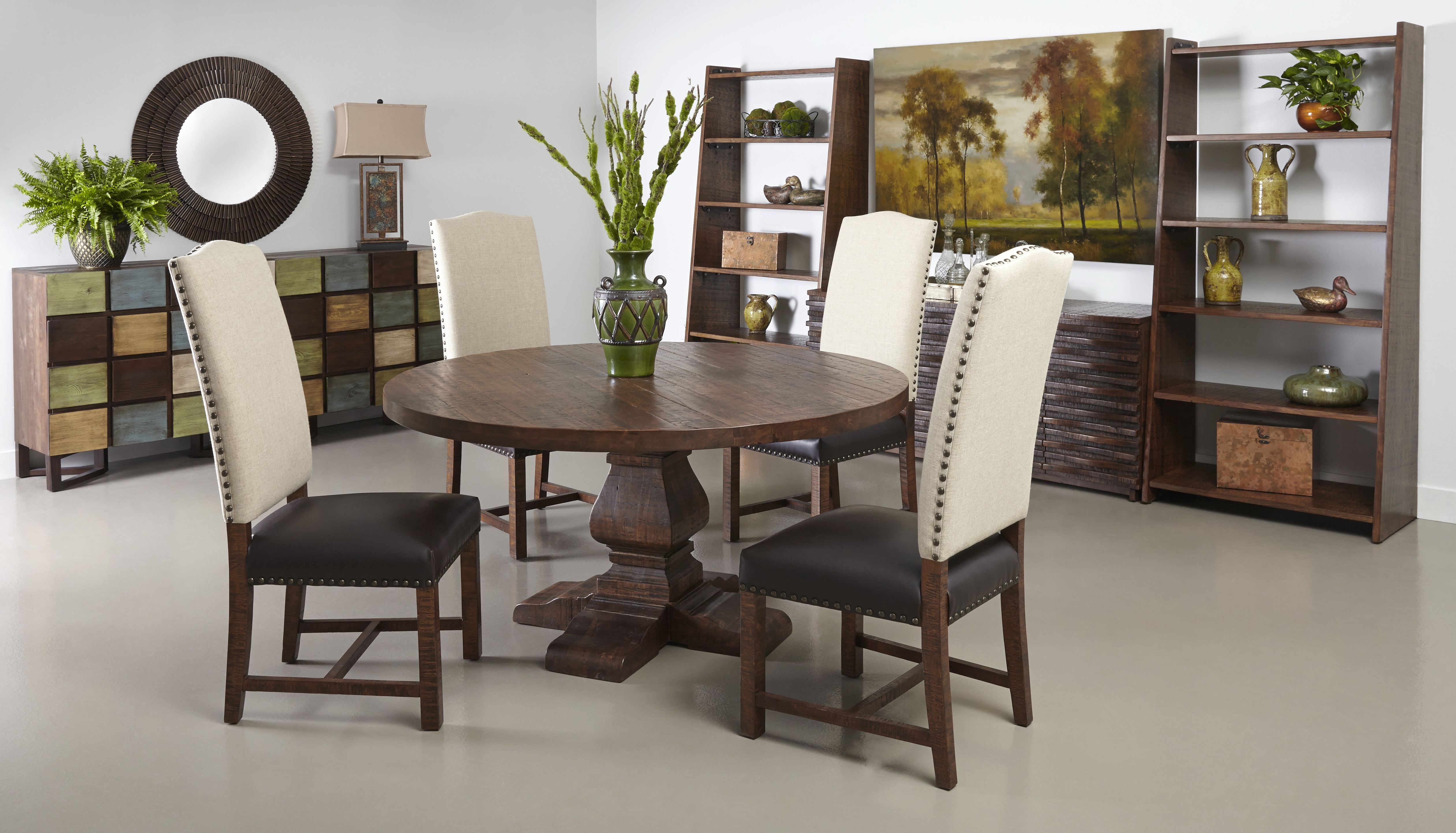 Woodbridge Round Dining Table, Distressed Brown - Image 6