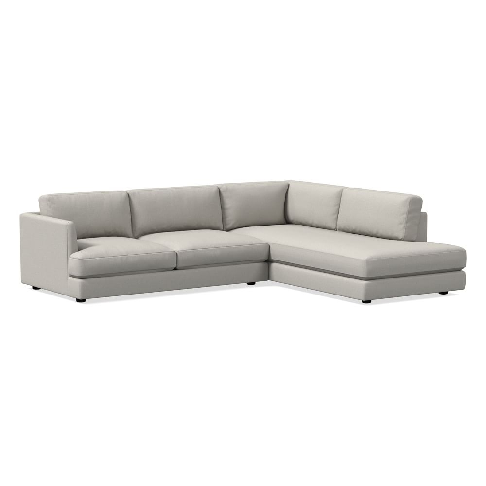 Haven 106" Right Multi Seat 2-Piece Bumper Chaise Sectional, Standard Depth, Yarn Dyed Linen Weave, Frost Gray - Image 0
