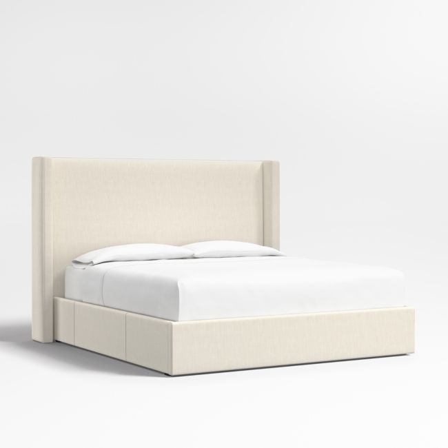 Arden 60" Ivory Upholstered King Headboard with Storage Bed Base - Image 0