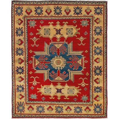 One-of-a-Kind Ochlocknee Hand-Knotted 2010s Red 4'11" x 6'1" Wool Area Rug - Image 0