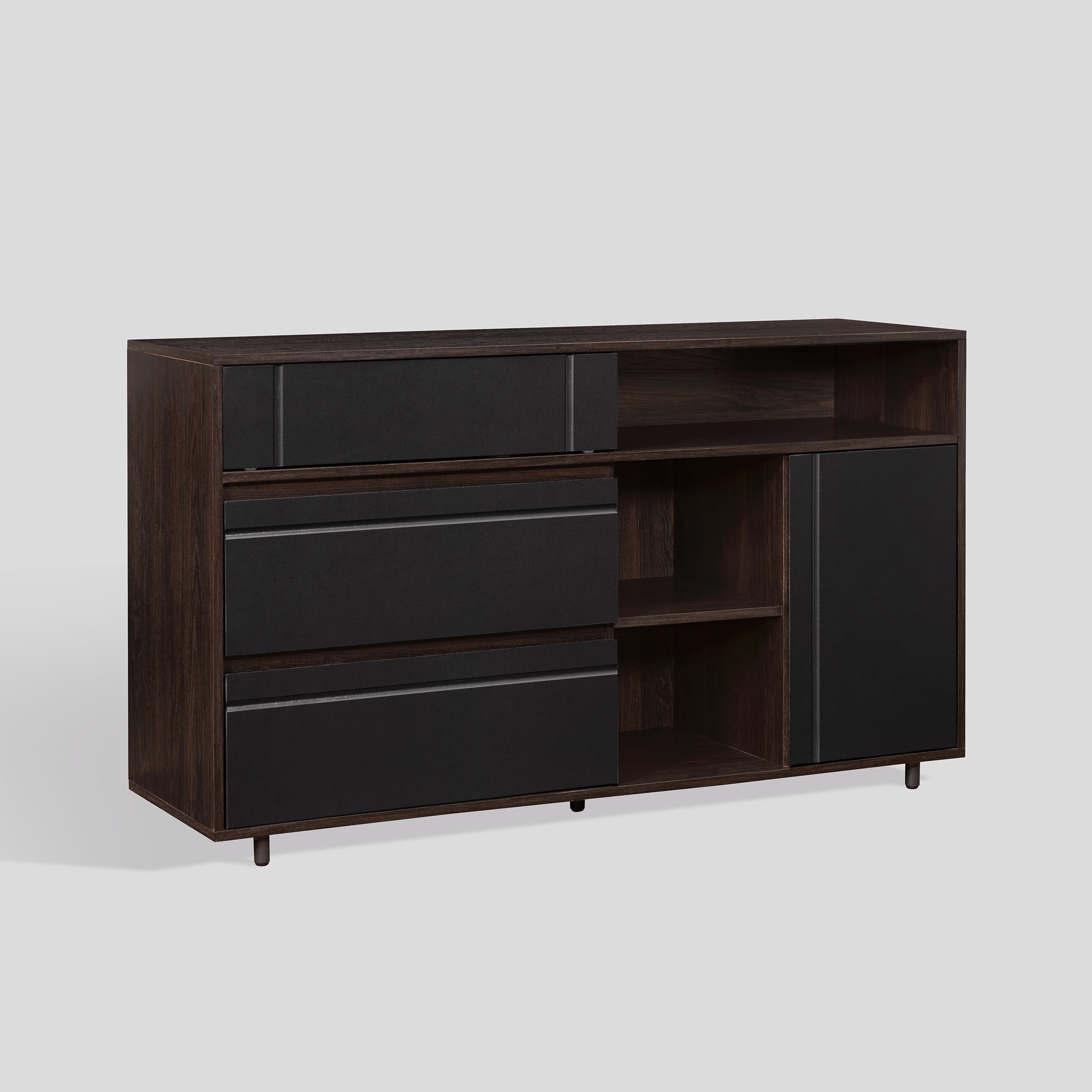 52" Contemporary Storage Sideboard - Dark Espresso/ Solid Black - Image 0
