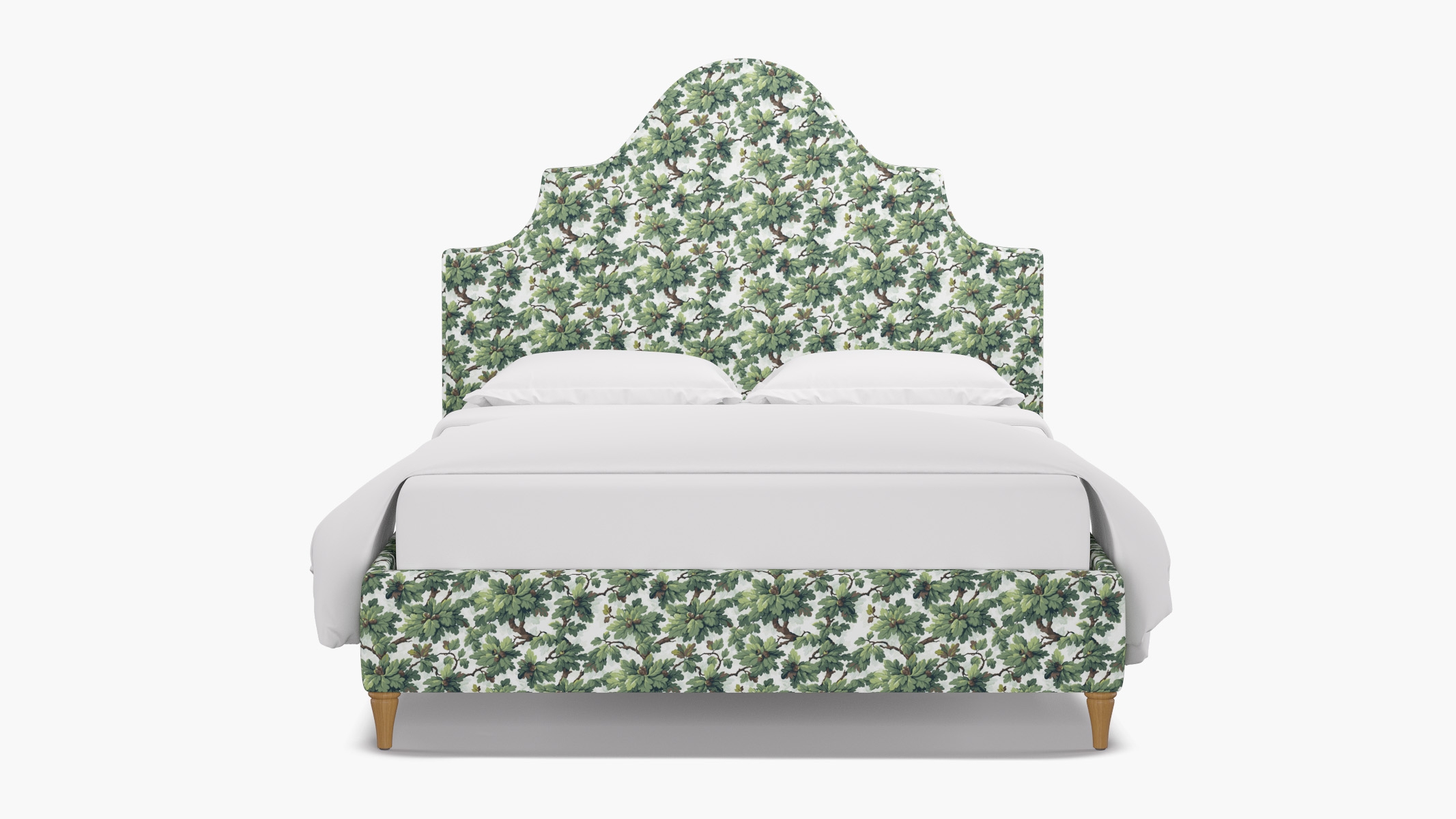 Statement Bed, Vert Woodland, Natural Decorative Tapered Leg, Twin - Image 0