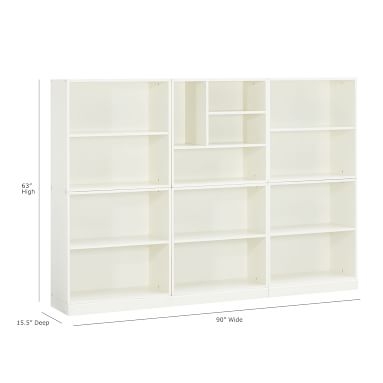 Stack Me Up Mixed Shelf Tall Bookcase (1 Mixed + 5 2 Shelf), Brushed Fog - Image 2