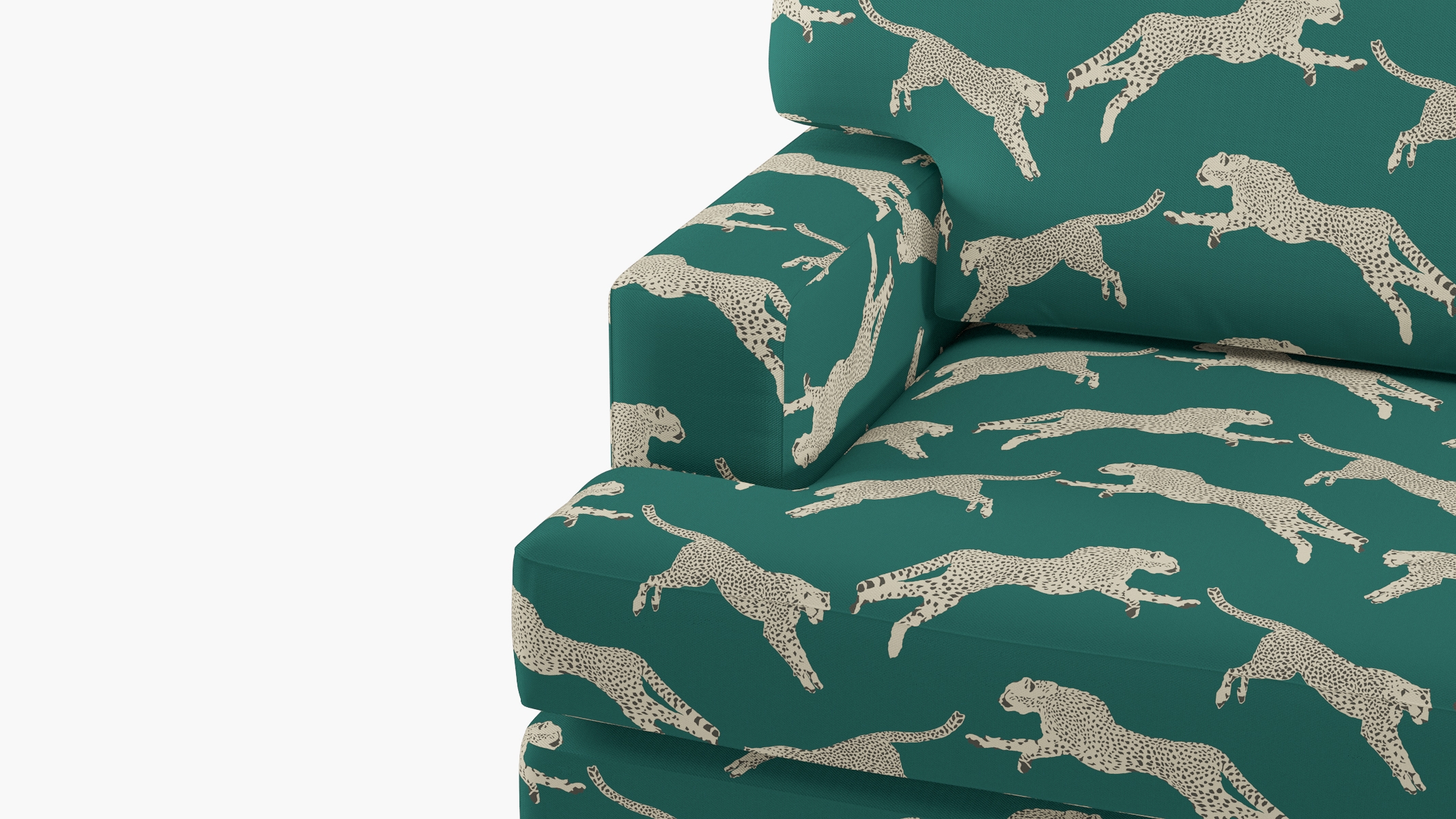 Classic Sofa, Polo Green Cheetah, Espresso with Antique Brass Caster - Image 5