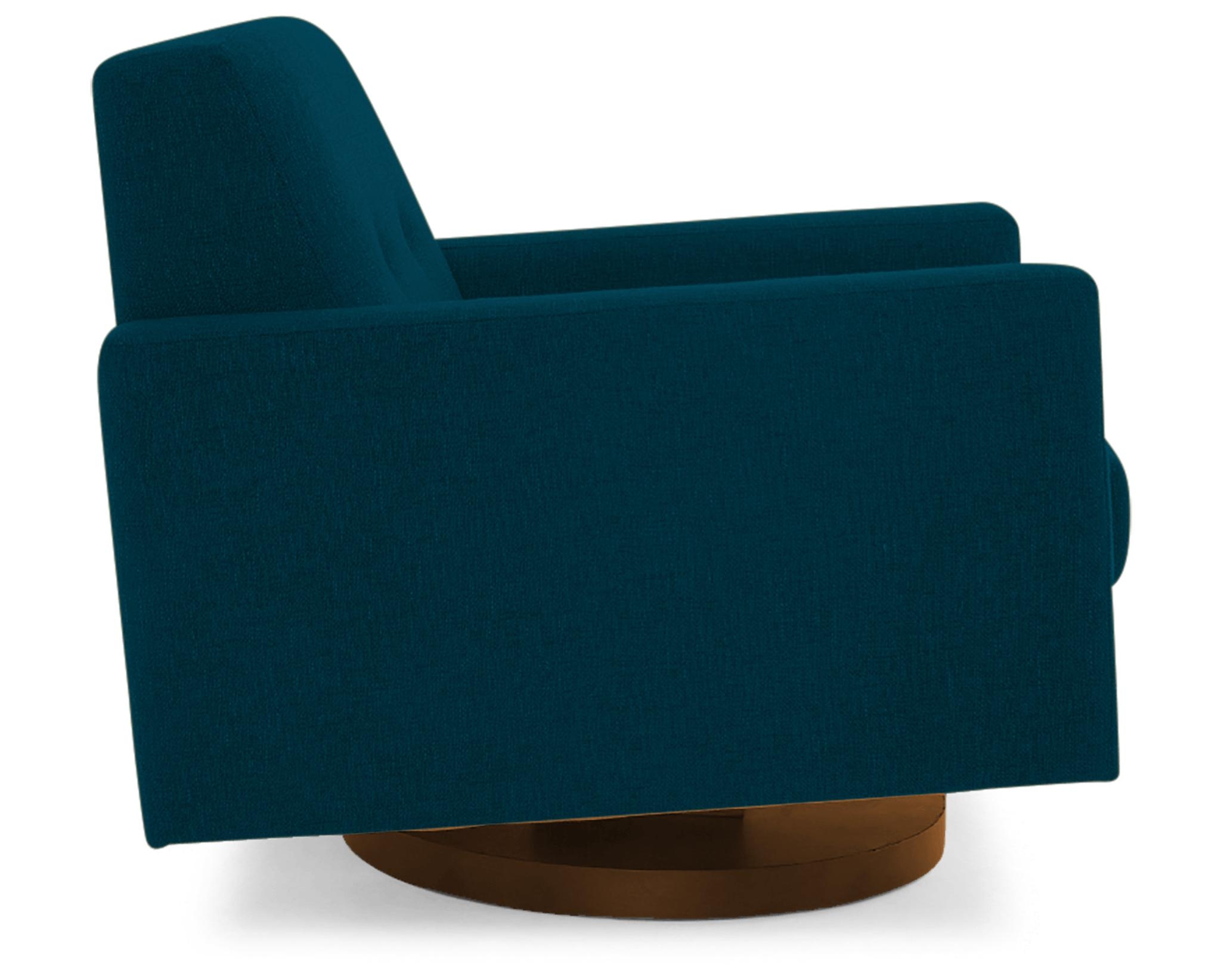 Blue Korver Mid Century Modern Swivel Chair - Key Largo Zenith Teal - Mocha - Image 2