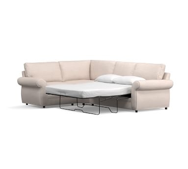 Pearce Roll Arm Upholstered Left Arm 3-Piece Wedge Sleeper Sectional, Down Blend Wrapped Cushions, Performance Twill Metal Gray - Image 5