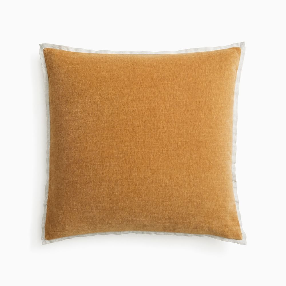 Classic Cotton Velvet Pillow Cover, 20"x20", Golden Oak - Image 0