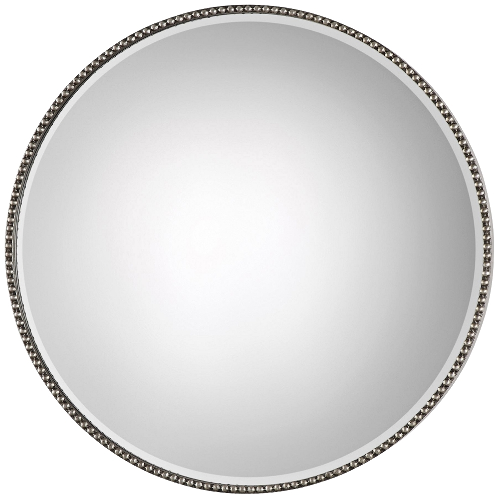 Stefania Antiqued Silver Leaf 40" Round Oversized Mirror - Style # 87K89 - Image 0